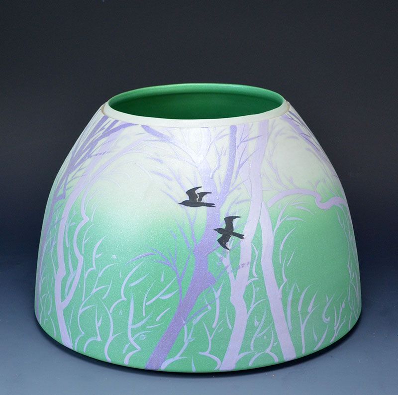Unusual Kutani Porcelain Vase by Yamaguchi Yoshihiro