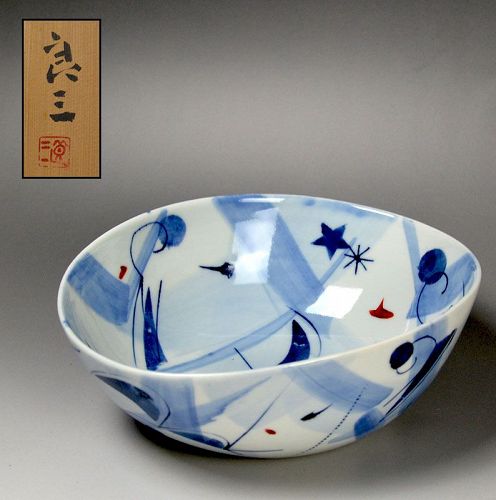 Shibata Ryuzo Abstract Sometsuke Porcelain Bowl