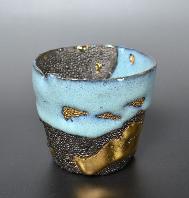 Pair Contemporary Gold &amp; Silver Cups by Ichikawa Toru
