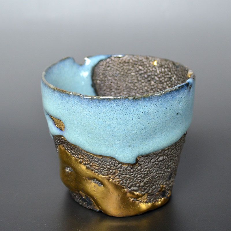 Pair Contemporary Gold &amp; Silver Cups by Ichikawa Toru