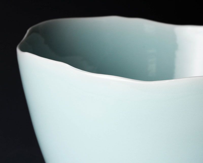 Avant-Garde Yagi Akira Large Celadon Porcelain Bowl