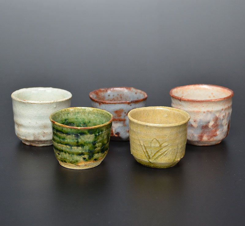 Modern Japanese, Pottery Legend Okabe Mineo 5 pc. Sake Set