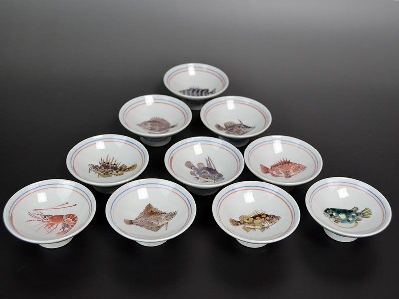 10 Contemporary Japanese Porcelain Sake Cups Takegoshi Jun