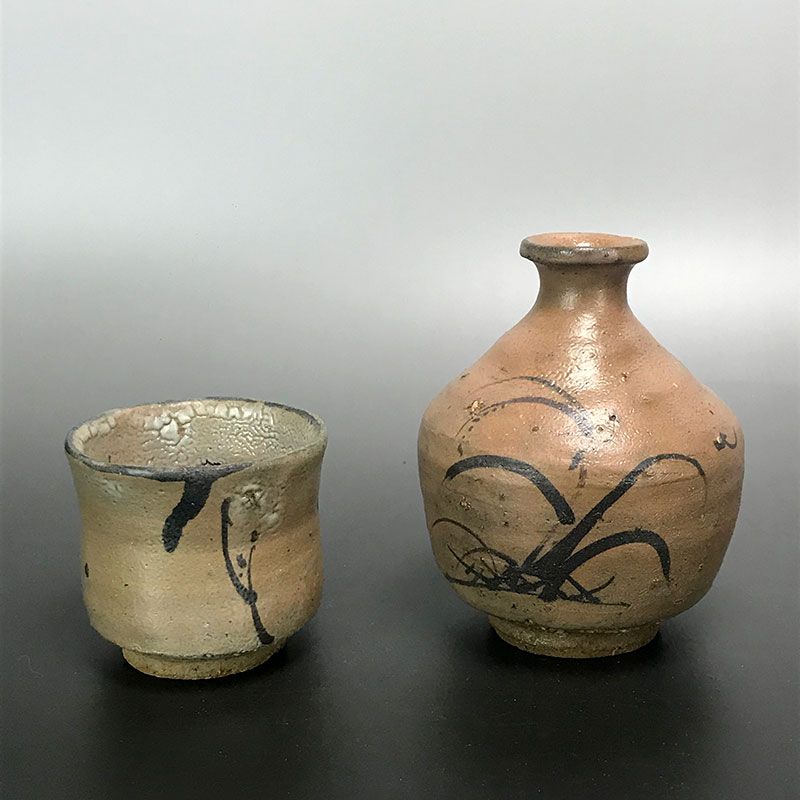 Maruta Munehiko Karatsu Sake Set, Tokkuri &amp; Guinomi