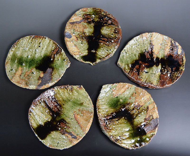 Renowned Murakoshi Takuma Leaf Shaped Slab Dishes