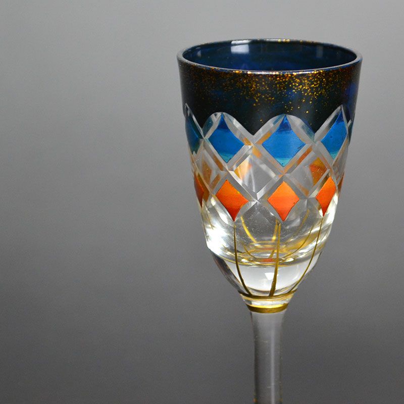 Exquisite Lacquered Cut Glass Liquor Cup by Arai Etsuko