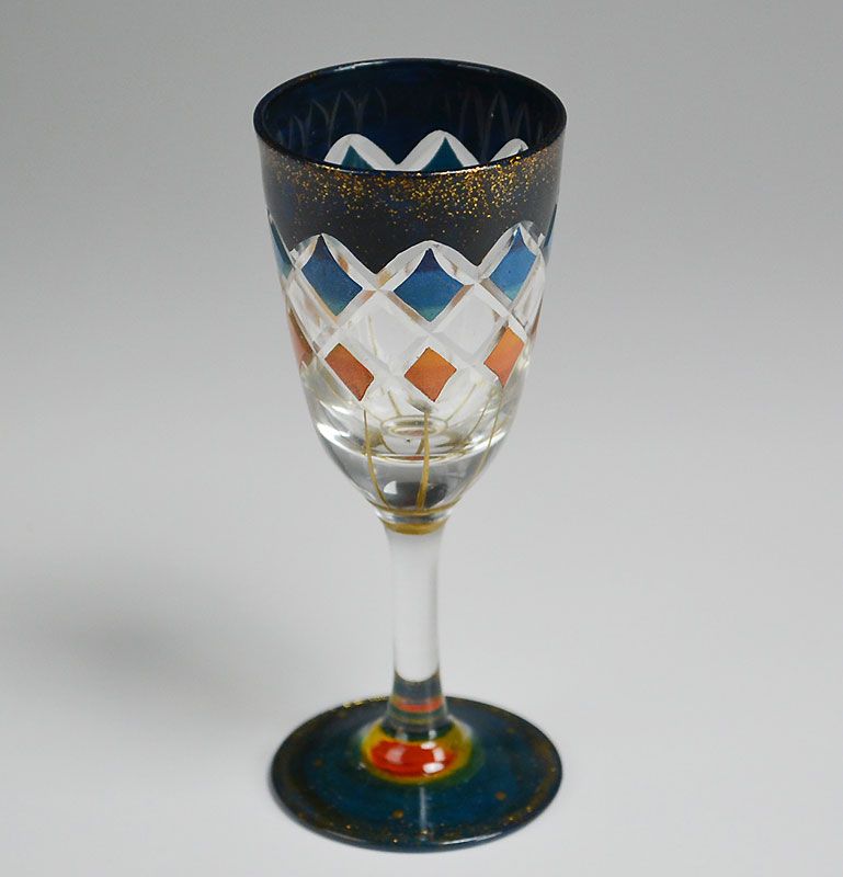 Exquisite Lacquered Cut Glass Liquor Cup by Arai Etsuko