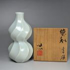 Suzuki Osamu (Sodeisha) Twisted Celadon Porcelain Tokkuri