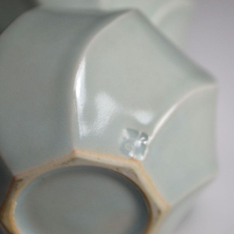 Suzuki Osamu (Sodeisha) Twisted Celadon Porcelain Tokkuri