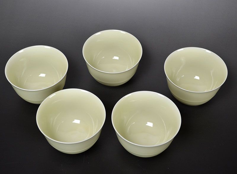 Rare! Fukami Sueharu Yellow Celadon Tea Cup Set