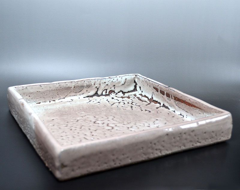 Hagi Ash Glazed Pottery Plate by Miwa Eizo
