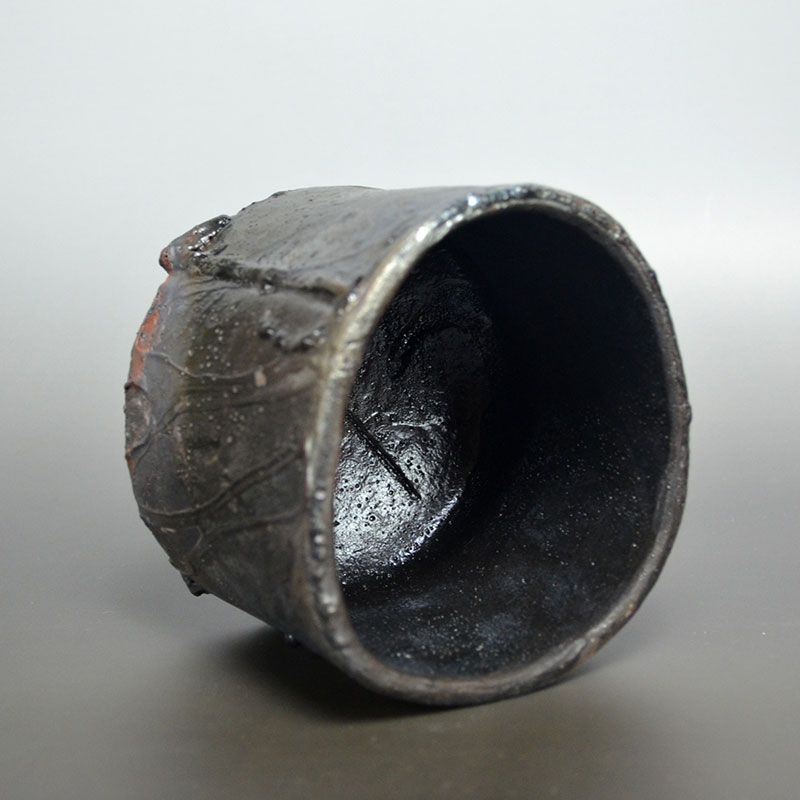 Hashimoto Tomonari Gnarly Black Raku Chawan Tea Bowl