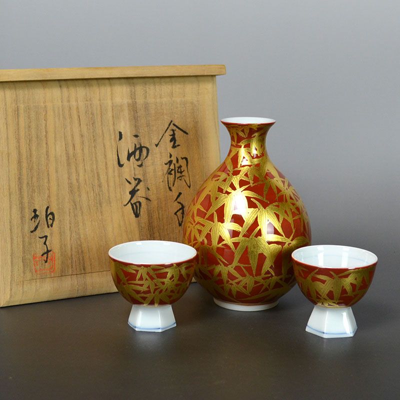 Ono Hakuko Kinrande Porcelain Sake Set