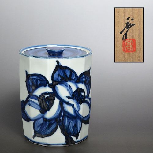 Very Rare! Kondo Takahiro Sometsuke Porcelain Mizusashi