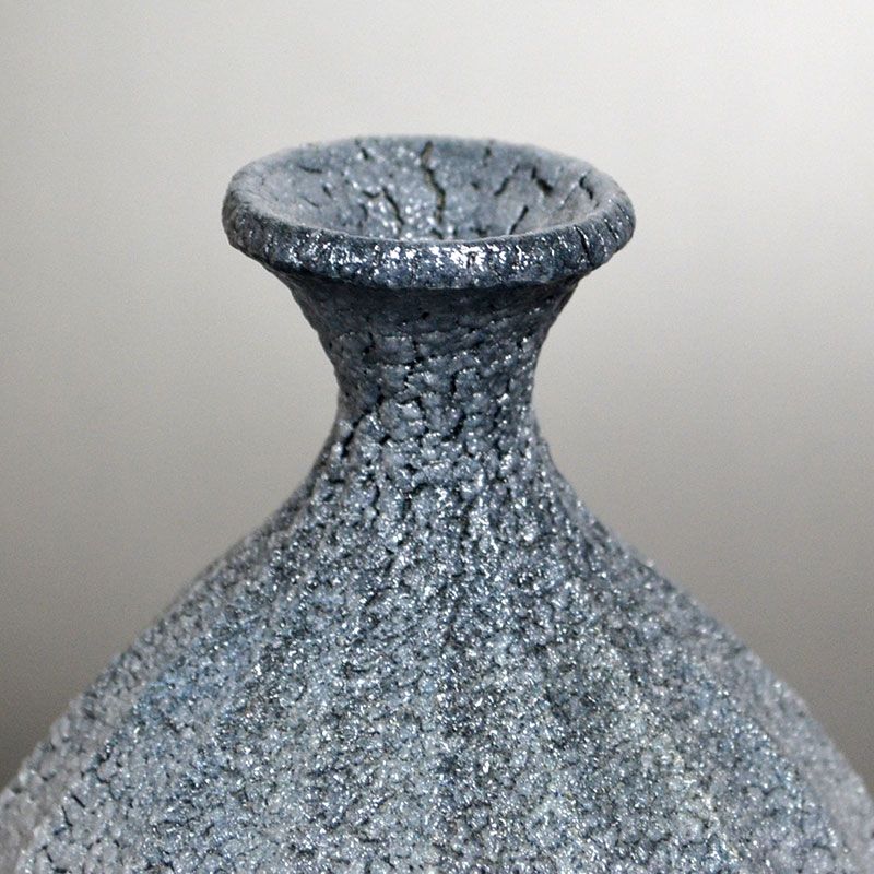 Sakai Hiroshi Faceted Blue Shino Vase