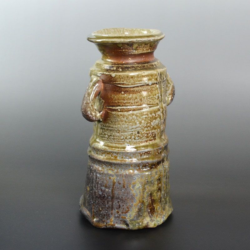 Exemplary Iga Ash Glazed Vase by Tanimoto Yo