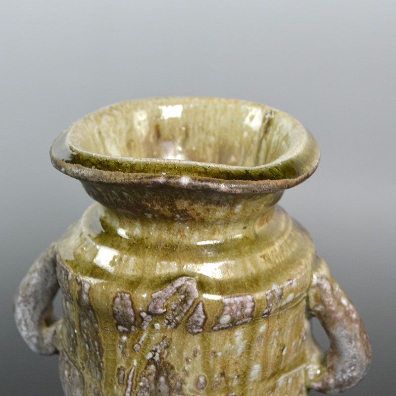 Exemplary Iga Ash Glazed Vase by Tanimoto Yo