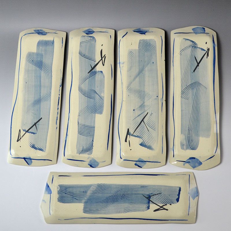 Set 5 Colorful Long Plates by Shigemori Yoko
