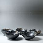 Set 5 Cotemporary Black Glazed Bowls by Shigemori Yoko