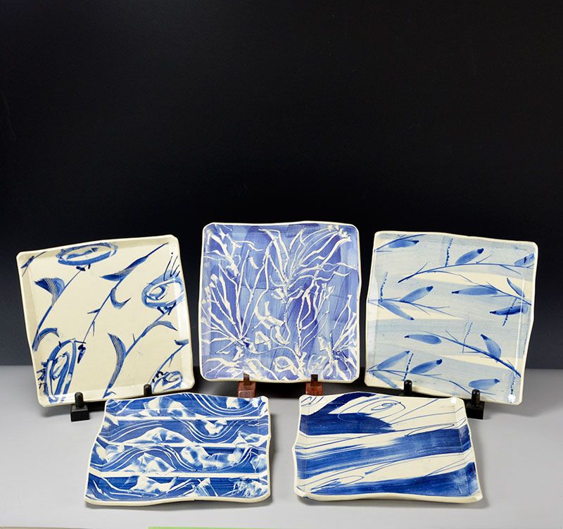 Set 5 Unique Contemporary Plates by Shigemori Yoko