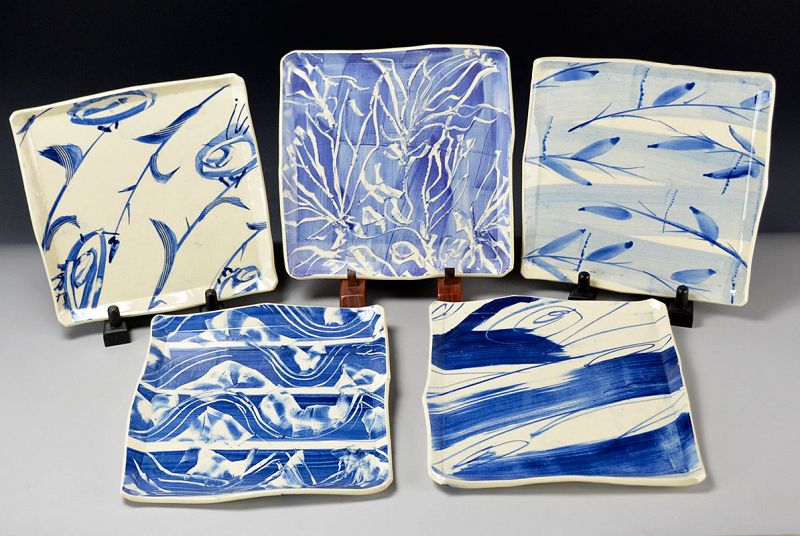 Set 5 Unique Contemporary Plates by Shigemori Yoko