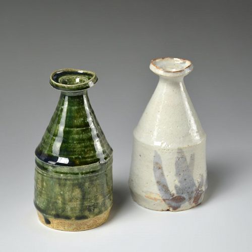 Okabe Mineo Oribe & Shino Tokkuri Sake Set