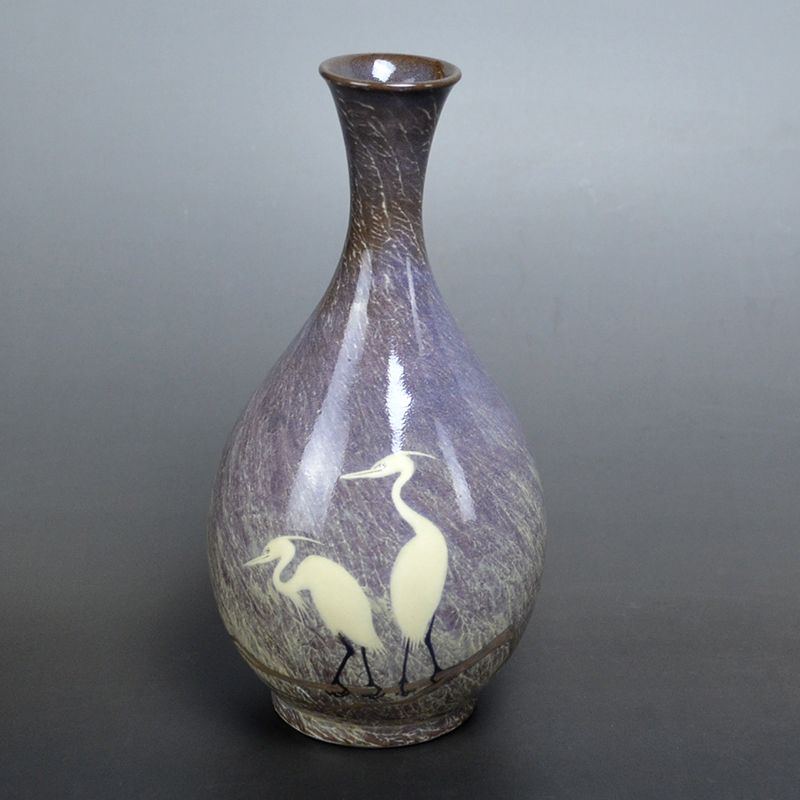 Yoshioka Gagyu Shirasagi White Heron Vase