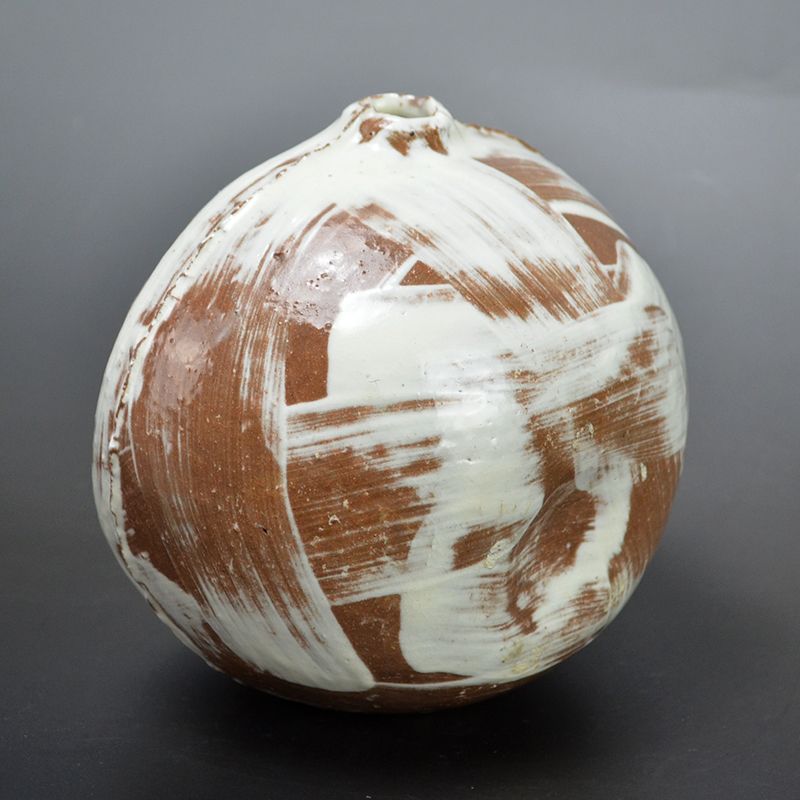 Modern Hakeme Henko Ceramic Vase by Yagi Kazuo