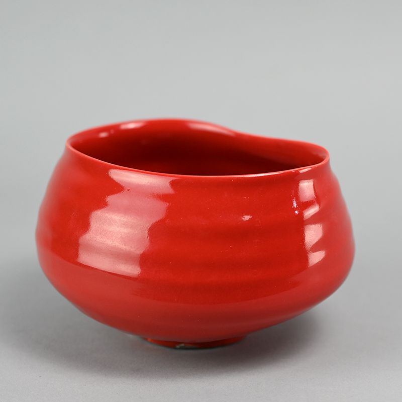 3 Masatomo Toi Contemporary Ruby Red Chawan Tea Bowls A