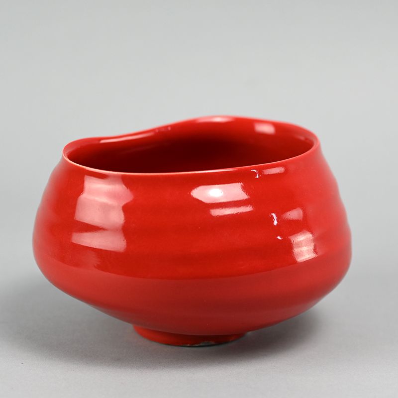 3 Masatomo Toi Contemporary Ruby Red Chawan Tea Bowls A