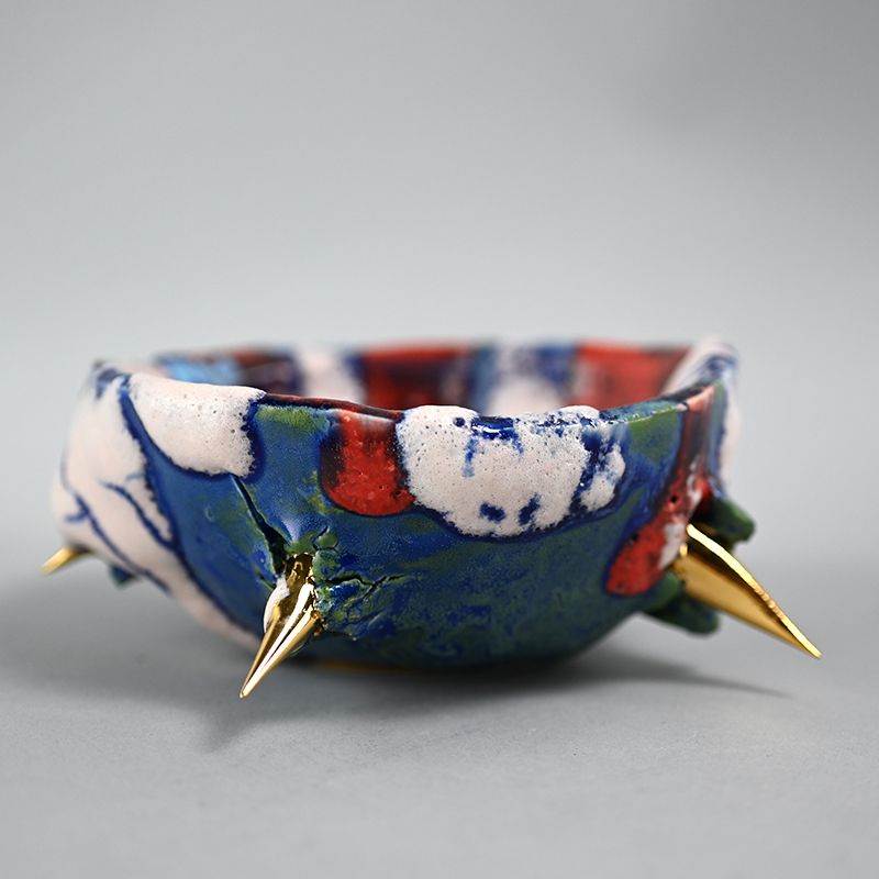 Radical Gold Studded Tea Bowl by Masatomo Toi