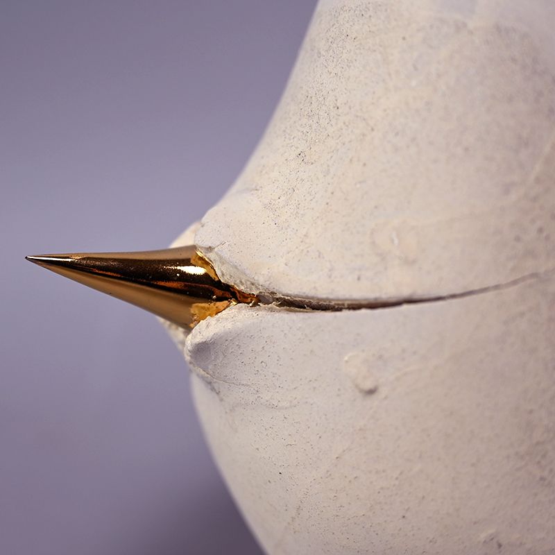 White Matte Vase with Gold Thorns by Masatomo Toi