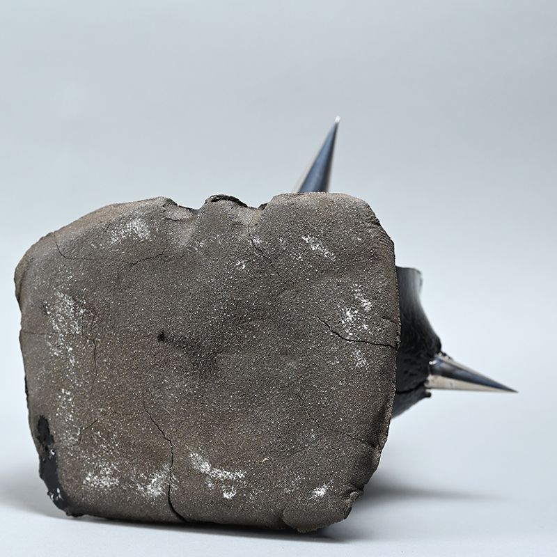 Unusual Kurinuki Black Clay Vase by Masatomo Toi