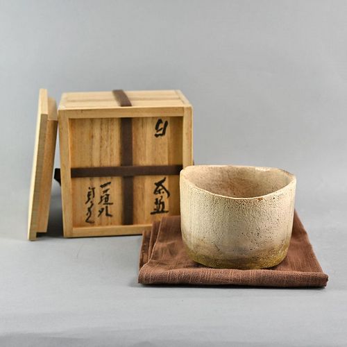 Fabulous White Raku Chawan Tea bowl by Sugimoto Sadamitsu