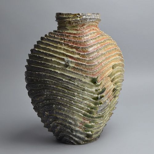 Furutani Taketoshi Contemporary Wave Sculpted Shigaraki Vase