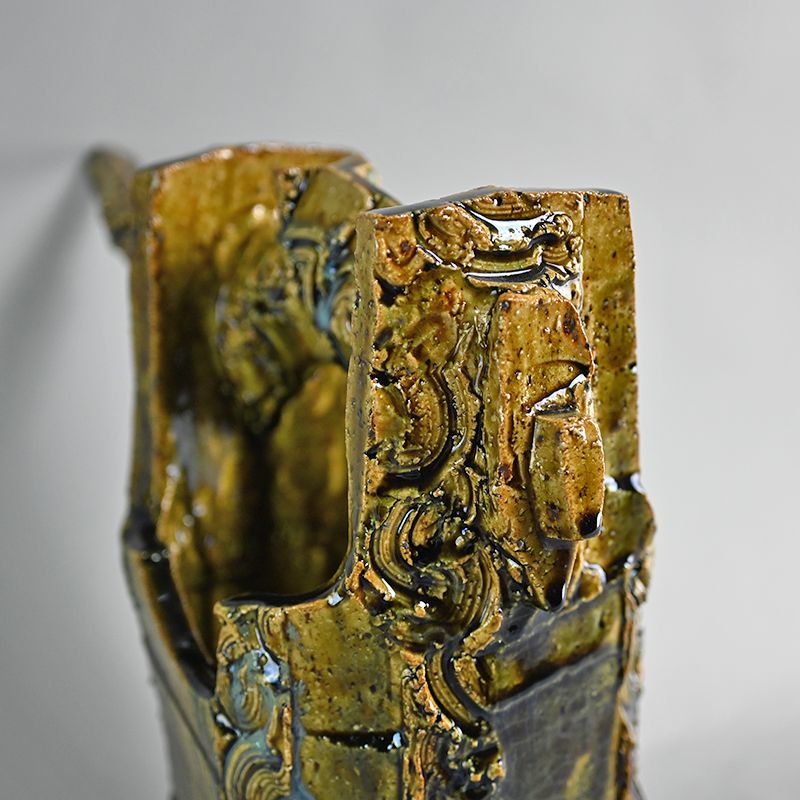 Iconic Oribe Te-Oke Vase by Takauchi Shugo