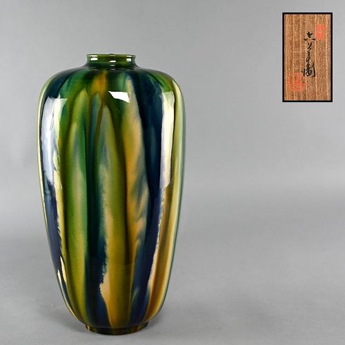 Classic Kiyomizu Rokubei VI Sansai Tri-Color Vase