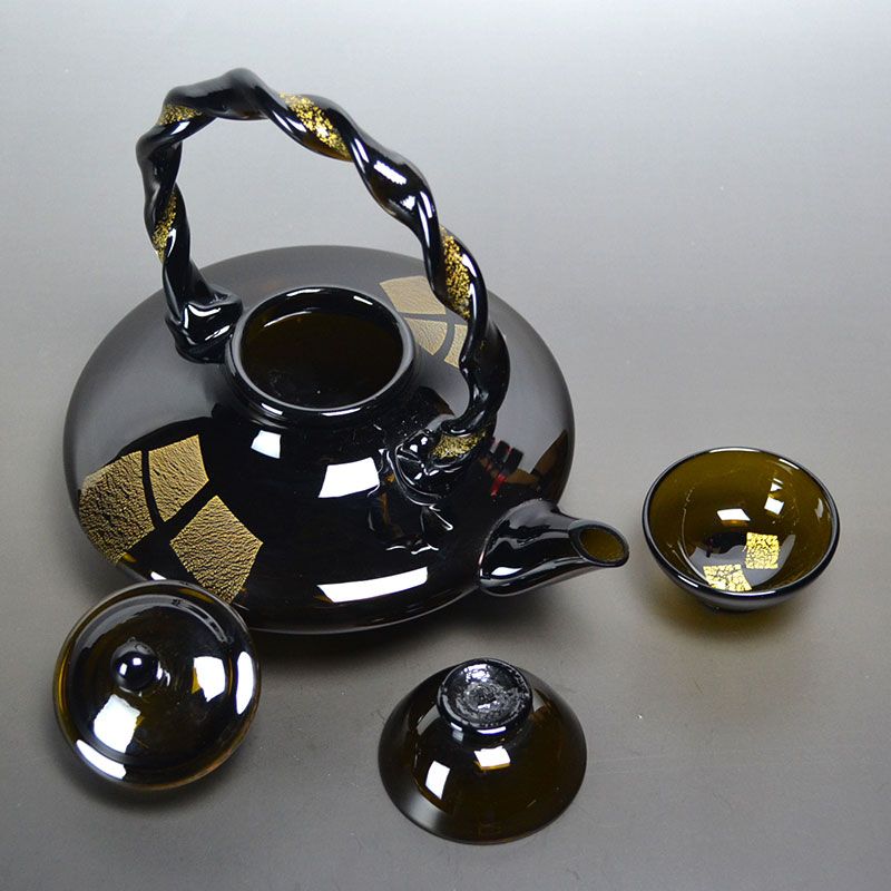 Modern Art Glass Sake Set by Yoshida Katsumi