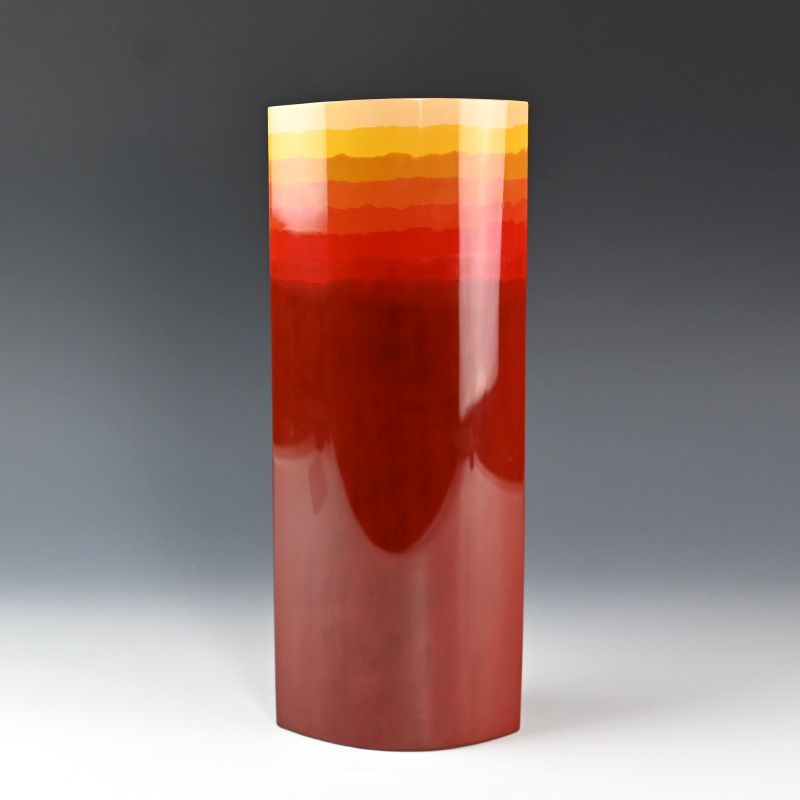 Kanshitsu Dry Lacquer Vase in Red by Okada Yuji