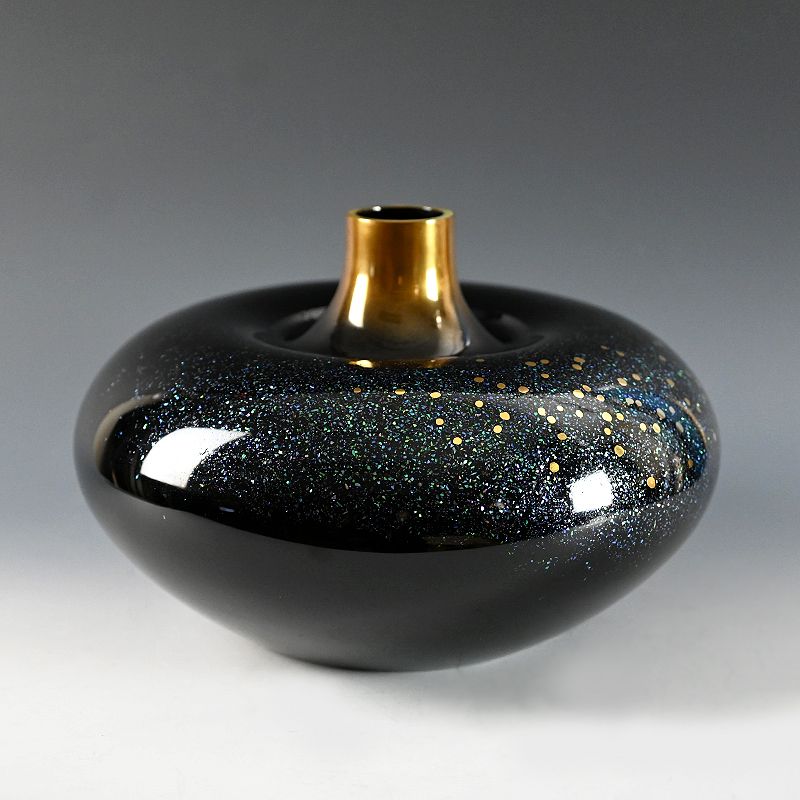 Galactic Round Dry-Lacquer Vase by Okada Yuji