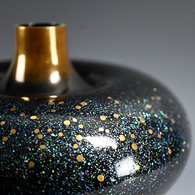 Galactic Round Dry-Lacquer Vase by Okada Yuji