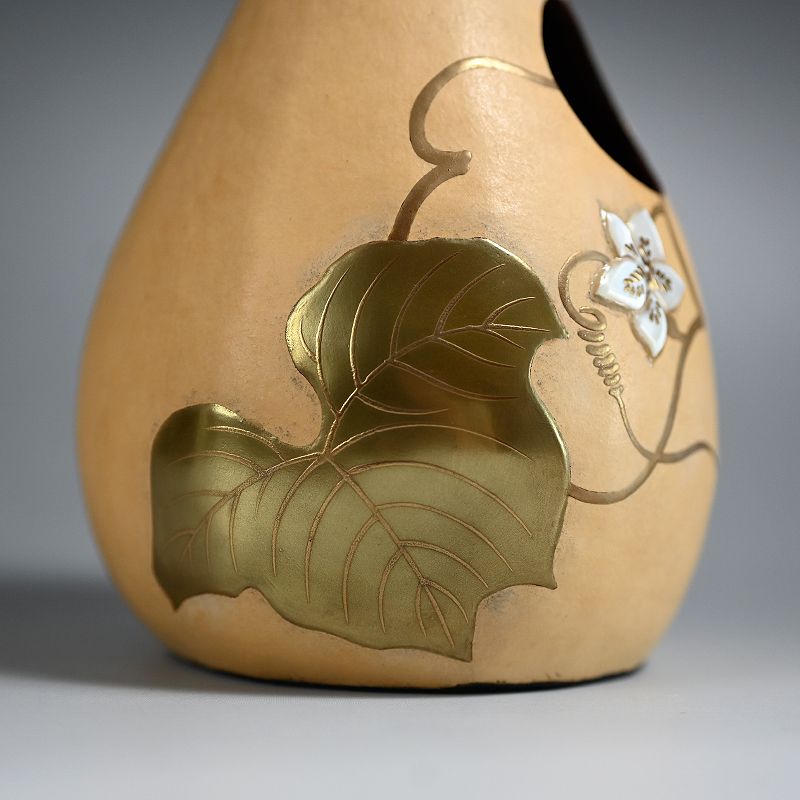 Lacquered Natural Gourd Vase by Okada Yuji