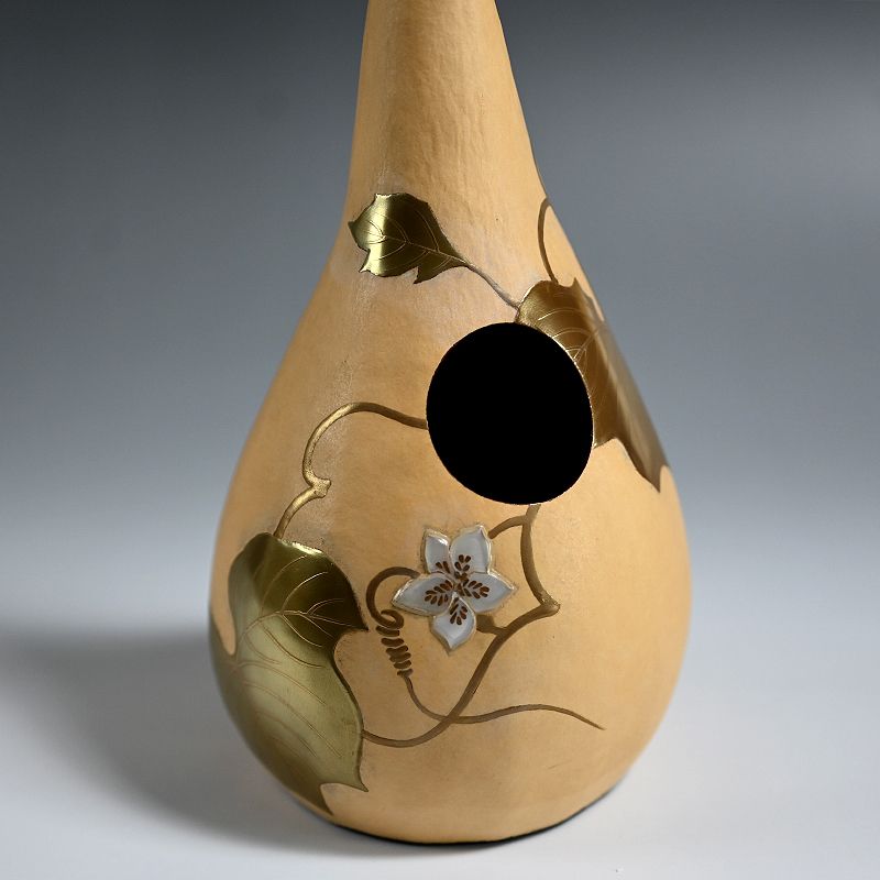 Lacquered Natural Gourd Vase by Okada Yuji