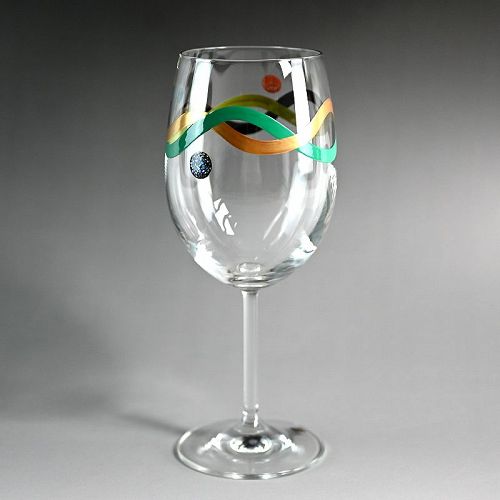 Wine Glass with Lacquer Design By Okada Yuji C