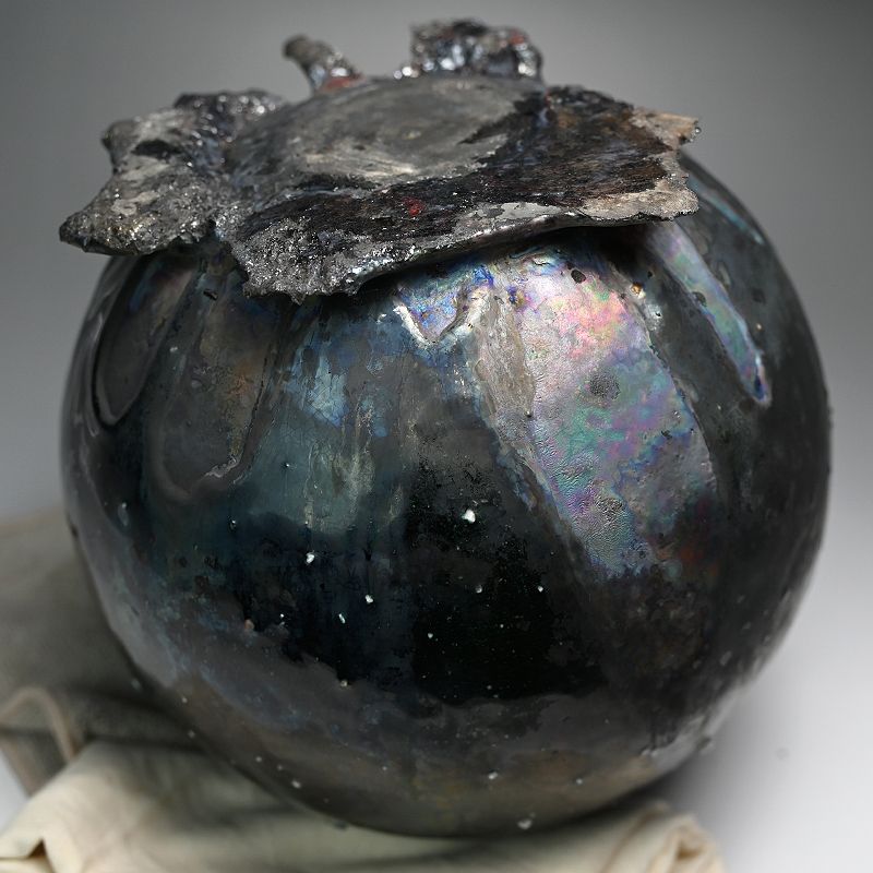 Unique Glass-covered Ceramic Orb by Hashimoto Tomonari
