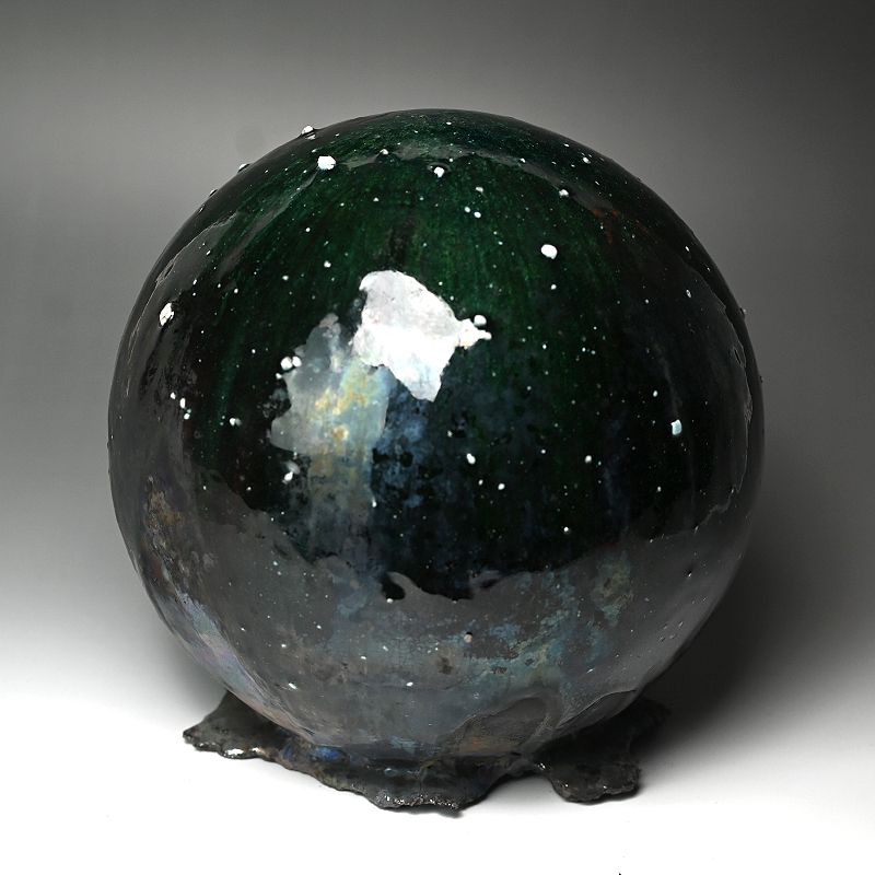 Unique Glass-covered Ceramic Orb by Hashimoto Tomonari