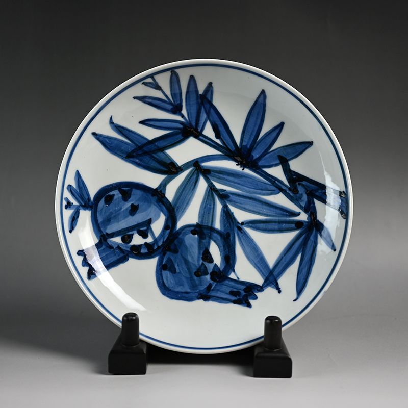 Set Five Blue &amp; White Porcelain Plates by LNT Kondo Yuzo