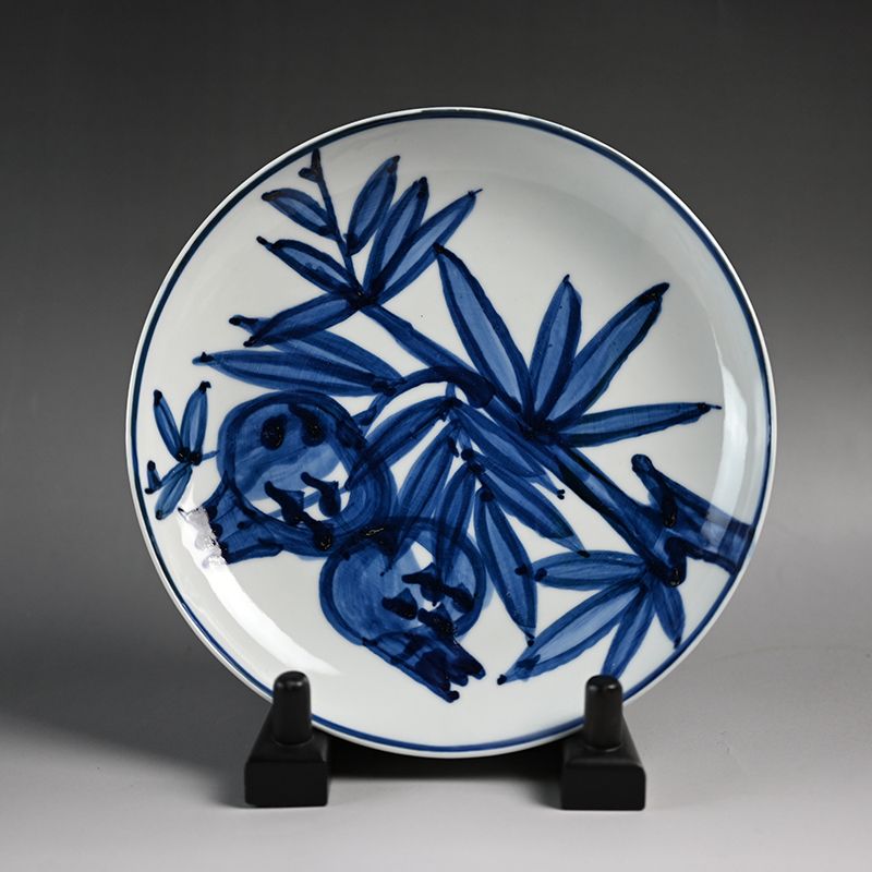 Set Five Blue &amp; White Porcelain Plates by LNT Kondo Yuzo