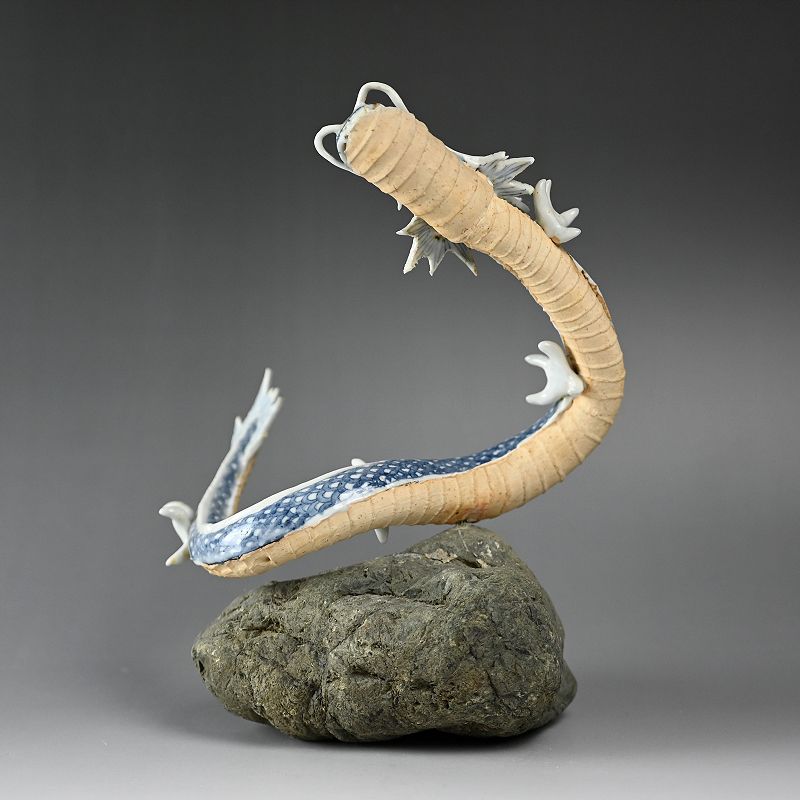 Ceramic &amp; Stone Dragon Okimono by Sugitani Keizo