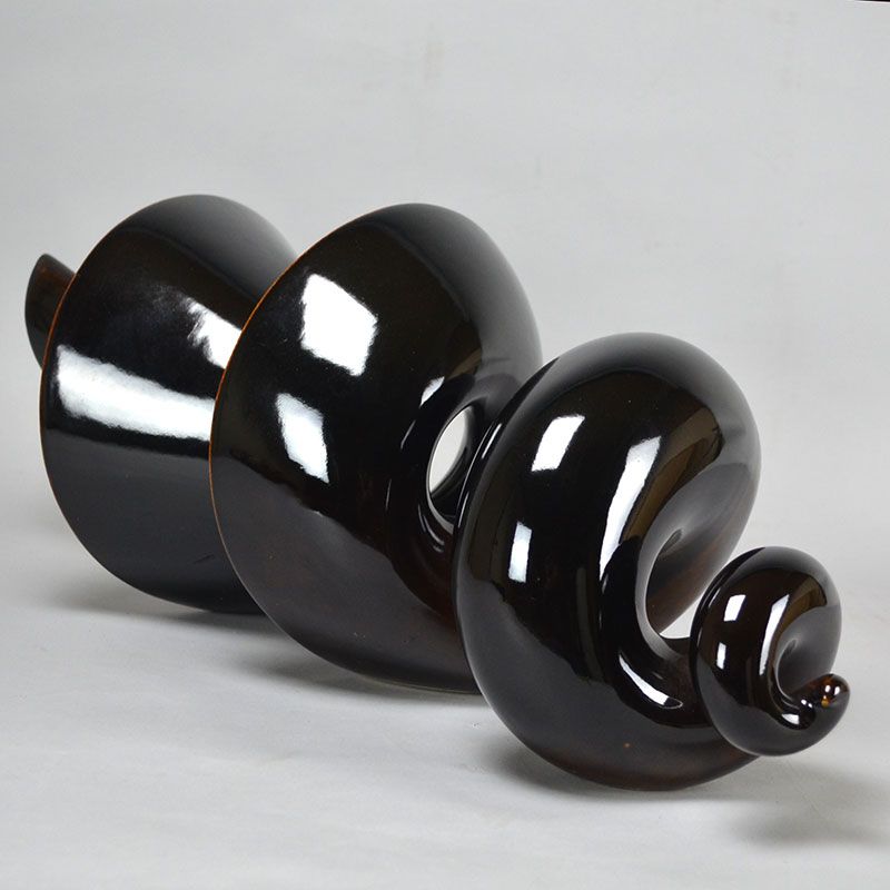 Contemporary Spiraling Ceramic Sculpture by Takatsu Mio